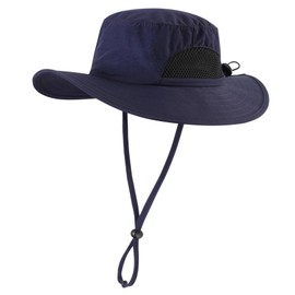 Decentron Kids Bucket Hat Wide Brim Safari Fishing Hats Adjustable Sun Hat Boys UPF 50+ Summer Beach Hats Navy Blue