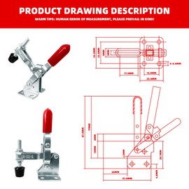 8Pcs Toggle Clamp, Hold Down & Push Pull Action Toggle Clamps Woodworking Hand Tool 200Lb 110Lbs Holding Capacity Quick Release Toggle Clamps for Doors, Cabinets, Tool Boxes