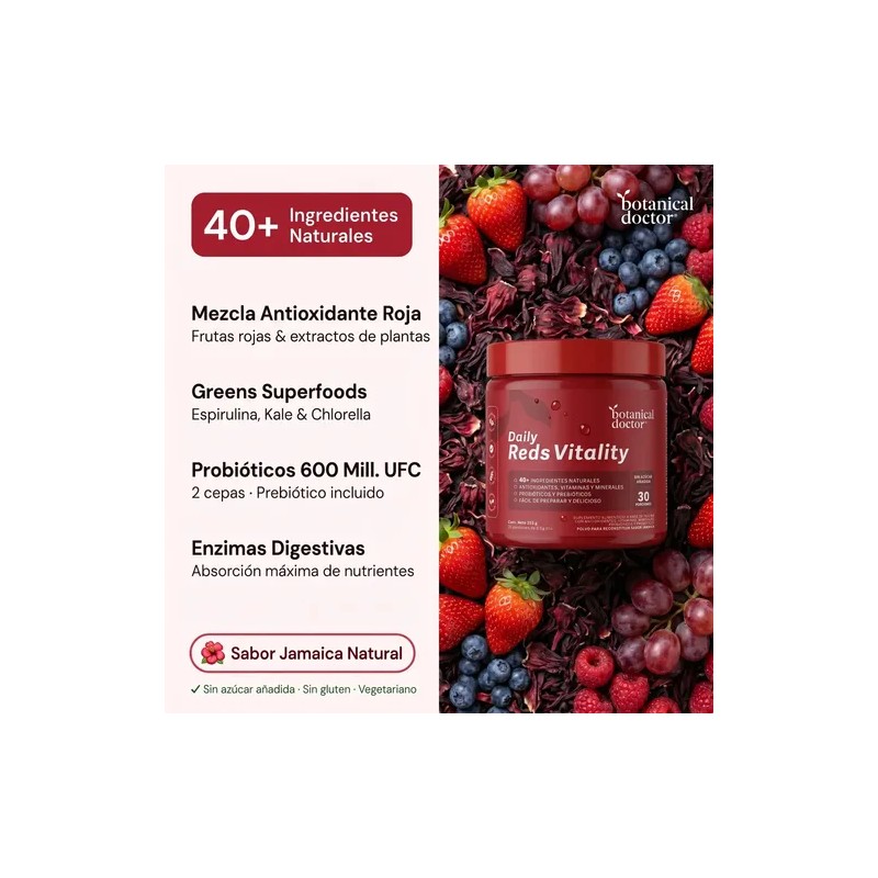 40 Superalimentos, Antioxidante, Reds Botanical Doctor 225g Jamaica