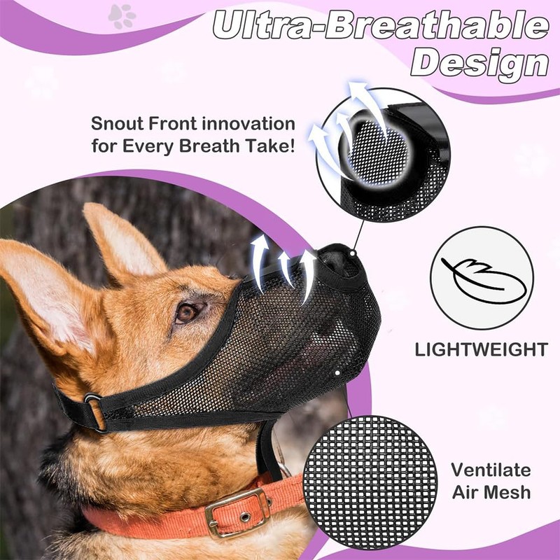 TOEECY Muzzle for Dogs, Dog Muzzle with Adjustable Loop, Breathable,