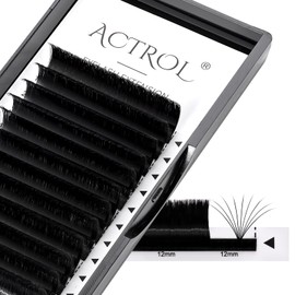 ACTROL Easy Fan Lashes Eyelash Extensions Tray Mink Volume Prefabricated Russian Eyelashes 3D-20D Resistant 100°C (0.10-C-18 mm)