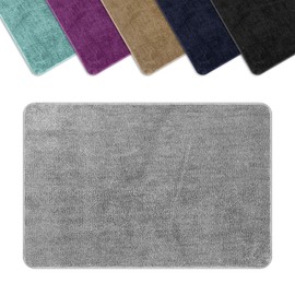 Vinsani Bath Mat Non Slip Bathroom Mat Thickened Fluffy Microfiber Machine Washable Shower Rug Ultra Soft Water Absorbent For Home Bathroom Kitchen – Light Grey (60 x 90cm)