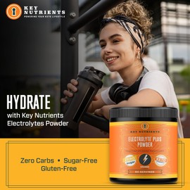 Key Nutrients Electrolytes Powder - Tangy Orange Drink Mix 90 Servings - Sugar Free, Gluten Free, Zero Calories - Keto: Magnesium