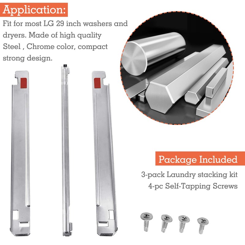 Mekar 29 Inch Laundry Stacking Kit Chrome Steel for KSTK1