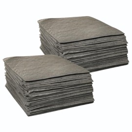 Maintenance Absorbent Pads - Absorb Oil, Water, Coolants, for General Use - Spill Control Sheets - 16" x 18", 200 Sheets, Sonic Bonded Core with Spun Bound Top Layer, Grey - Indoor/Outdoor Use