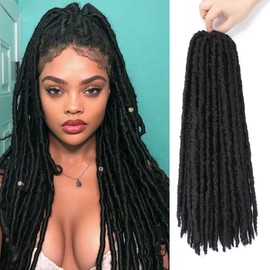 MSMUSAS 3 Packs/Lot Faux Locs Crochet Hair 27 Strands 20 Inch Synthetic Soft Gypsy Goddess Crochet Locs Pre Looped Crotchet Braids Hair Extensions for Women(Natural Black)