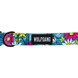Wolfgang Heavy Duty, Adjustable Wide Venture Dog Collar with Quick Release Nylon Buckle for Walking & Training, LazyDaisy Print, Medium