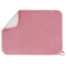 GeeRic Christmas Microfiber Dish Drying Mat, Super Absorbent Kitchen Dish Drying Pad for New Year Gift, Reversible for Countertop, 12 * 16 inch Pink
