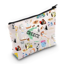 PWHAOO Greece Travel Gift Greece Icons Makeup Bag Greece Lover Cosmetic Bag Greece Sightseeing Gift Welcome to Greece Gift (Greece Icons M)