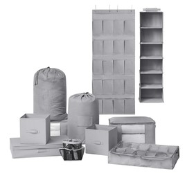 DormCo 11PC Complete Organization Set - TUSK® Storage - Gray