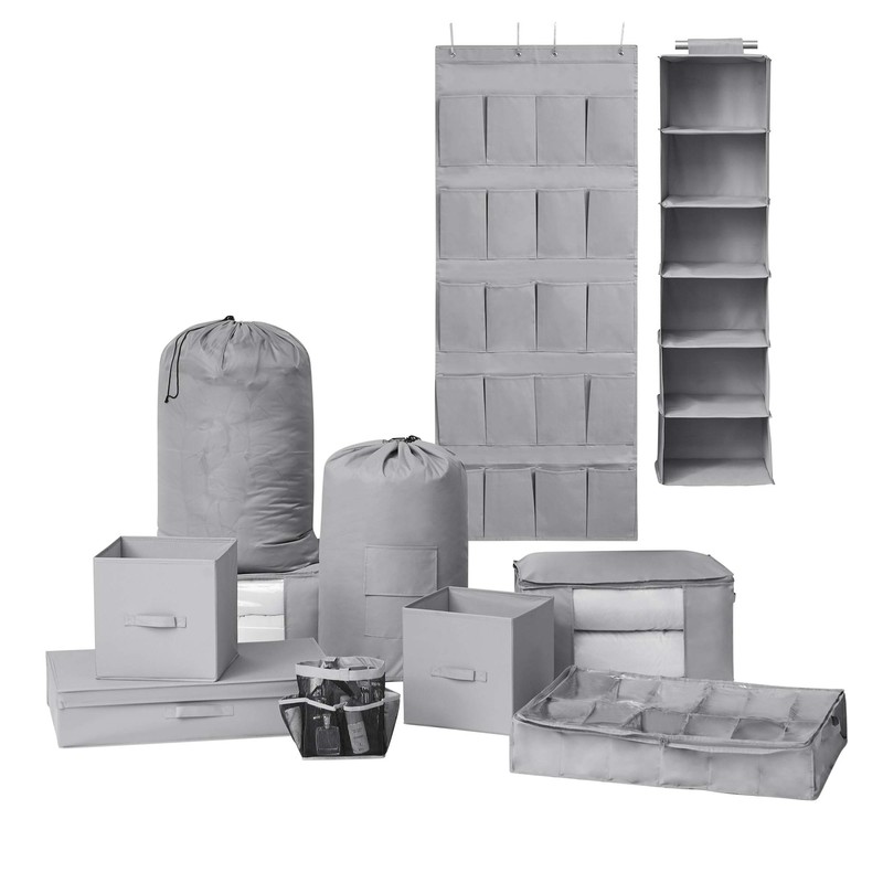DormCo 11PC Complete Organization Set - TUSK® Storage - Gray