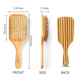 SOLDRIGHT Natural Wooden Paddle Hair Brushes for Women, Large Paddle Wooden Bristle Bamboo Hair Brushes
