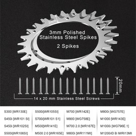 Pack of 2 Robotic Lawnmower Stainless Steel Spikes for Segway Navimow i105E-i108E, 3 mm, 255 mm, Robotic Lawnmower Accessories with 14 Stainless Steel Screws, Deburred Spikes, Traction Improvement for