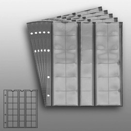 5 numismatic Prophila coin sheets, 30 pockets up to 25 mm Ø, e.g. 5 DM, 2 DM