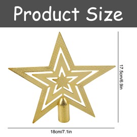 Rumyve Star Tree Topper Decor,Glitter Plastic Star Topper Christmas Accessories for Christmas Tree Home Themed Party Decoration(Gold)