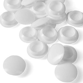 25x White Plastic Screw Cover Caps 8mm Push-On Fit Covers Natural Colour for Furniture, Cabinets, Cupboards Etc