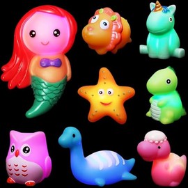 JoiTale Baby Bath Toys, 8PCS Light Up Bath Toys for 1 2 3 4 Year Old, LED Bathtub Toys for Babies, Sensory Toys for Autism, Shower Gift for Kids Toddlers Boys Girls