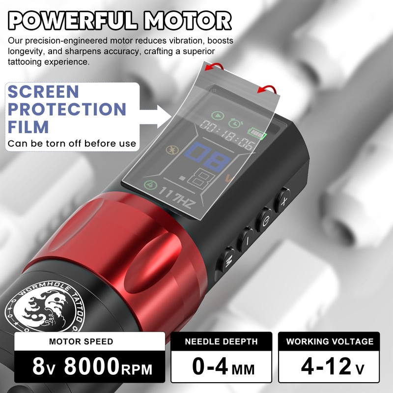 Wormhole Tattoo Gun Kit Wireless Tattoo Machine Kit Cordless Tattoo