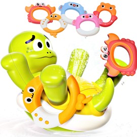 Bath Toys for Toddlers Age 1 2 3 Year Old Girl Boy, Baby Bathtub Water Toys, Durable Interactive Multicolored Infant Toy, Cute Squirting Turtle
