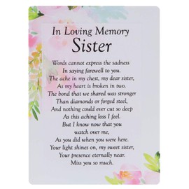 Female/Girl Graveside Memorial Card Plastic coated and Waterproof 16.5cm x 12cm (In Loving Memory Sister 2729)