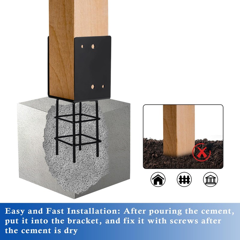 TPSHKE 6"x 6" U-Shape Concrete Post Anchor, Heavy Duty 5mm