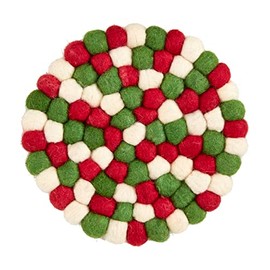 Mud Pie Christmas Pom Trivet, 8" dia