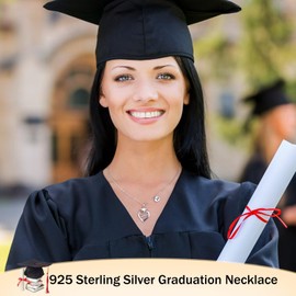 2024 Graduation Gifts for Her, S925 Sterling Silver Graduation Cap Necklace Class of 2024 Graduation Gift College Graduation Gifts for Her Heart Letter A Initial Necklace Graduation Jewelry for Women