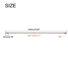 MECCANIXITY 8pcs Push Rod Connector Double End Threaded Rod 304 Stainless Steel for DIY RC Car,Boat,Car,Airplane,Helicopter Model&DIY Material,M3x250mm