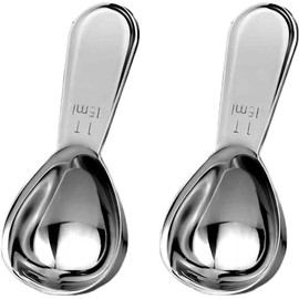 CLVEDU 2PCS Coffee Scoops, 1T Stainless Steel Coffee Measuring Spoon, Stainless Steel Coffee Scoop Set, Durable Measuring Spoon Set for Ground Coffee, 1 Tablespoon,15ml, 2Pcs