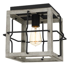 Tawson Amos Modern Farmhouse 1-Light Flush Mount Light with Hand Painted Light Wood Shade for Hallway, Entryway, Passway, Dining Room, Bedroom, Garage, Kitchen, Living Room