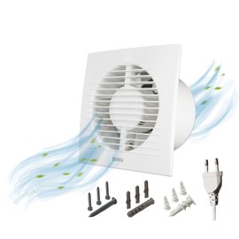 H&C VENT Diameter 125 mm Standard Bathroom Fan, IPX4 16 W, 150 m³/h 36 dB, Extractor Fan for Bathroom, Kitchen, Garage, Greenhouse, Grow Tent, Toilet Fan, Wall Fan, Ceiling Fan, Window Fan