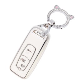 ZANEKO Key Case Compatible Honda Bike PCX125 Key Cover PCX 150/125(JK05) Forza mf17 Smart Key Case Key Holder (Cute Cat Ears, White)