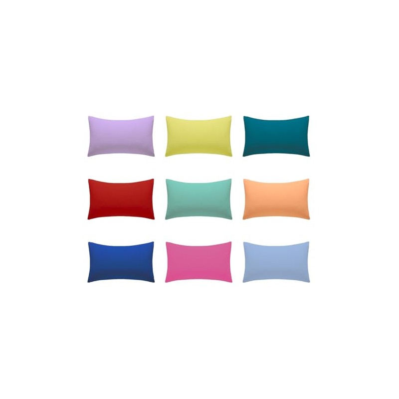 Polycotton Pillowcases 2 Pack 50x75cm [23 Colors] Plain Dyed Housewife