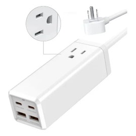 Cargador 5 En 1, Dapon Regleta De Alimentación De Estación De Carga De Escritorio Gan Usb C De 65 W Con 2 Tipo C + 2 Usb A+ 1 Ca Para Computadoras Portátiles, Tabletas Y Smartphones,Color Blanco