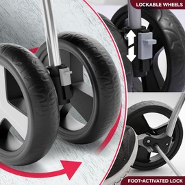 CAAP DRIVEN 3-in-1 Foldable Pet Stroller with Detachable Carrier, Storage Basket & Cup Holders, 4-Wheel Jogger for Medium Dogs & Cats, CAAP-DGS-B78-PKD