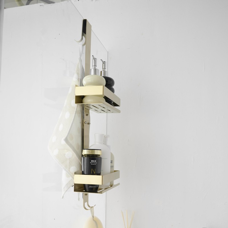 Hiendure Gold Shower Caddy Over Shower Door - 2 Tier