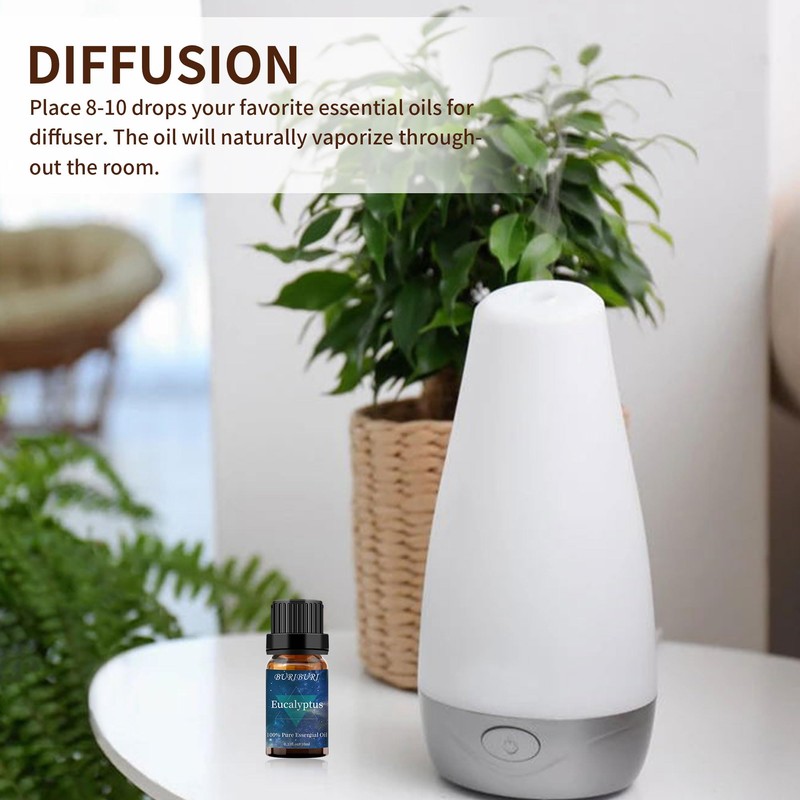 BURIBURI Eucalyptus Oil and Peppermint Essential Oil, 100% Pure, Undiluted,