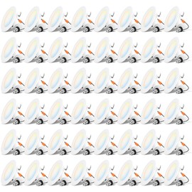 LVWIT 4 inch LED Recessed Lighting, Slim Can Lights with White Cover, 5CCT Dimmable Downlight with E26 Conversion Kit, 48 Pack