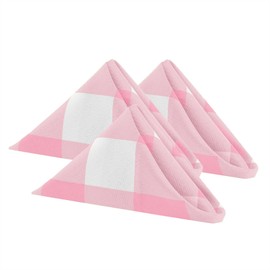 Buffalo Plaid Table Napkins Set of 50 Checkered Cloth Napkins 17x17 inch Washable Dinner Gingham Pattern Napkins Soft Napkins for Wedding Party Dining Banquet(Pink and White)