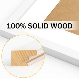 Picture Frames 6x6 White Nature Solid Wood 2 Pack for Wall Mount and Tabletop Display