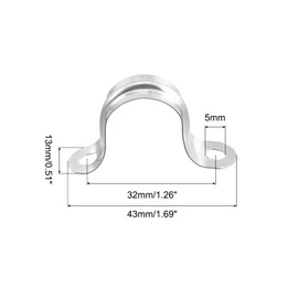 sourcing map 24 Pieces 20 mm Rigid Pipe Clamps Pipe Band 2 Hole U Shaped 201 Stainless Steel Holder Pipe Clips for Water Pipe Silver Tone