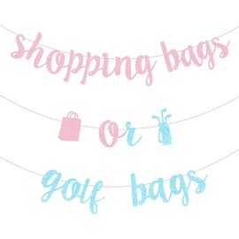Golf Gender Reveal Decorations, Shopping Bags or Golf Bags Banner Pink Blue for Boy or Girl Golf Baby Shower Gender Reveal Party Supplies