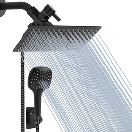 NearMoon Shower Head with Hose, High Pressure Stainless Steel Rain Shower and 3 Settings Handheld Spray Combo with Push Button Flow Control (12 Inch, Matte Black)