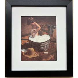 Jim Daly "Saturday Night" FRAMED Americana Children's Boys Art Cowboy Rural NEW!