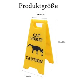 Caution Cat Sign, Cat Vomit Caution Sign, Vomit Warning Sign, Pack of 4, Practical Safety Signs for Pet Owners to Use Indoors