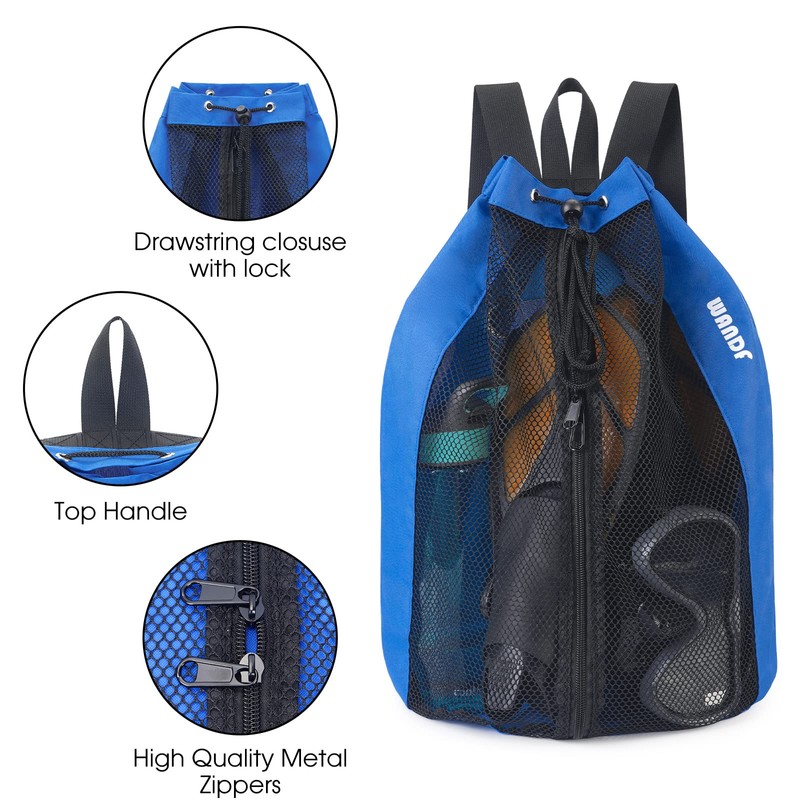 WANDF Swim Bag Mesh Drawstring Backpack Beach Backpack for Swimming,