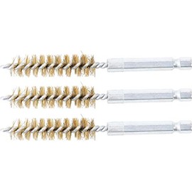 BGS 3078-12-M | Brass Brush | 3-Piece | 12 mm | Drive External Hexagon 6.3 mm (1/4 Inch) | Hole Wire Brushes | for BGS 3078