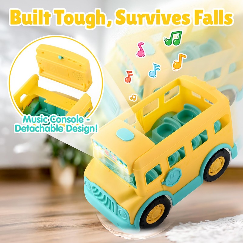 PLAY Yellow School Bus Toy for Toddlers with Figures and