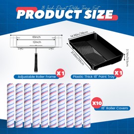 Leumoi 12 Pcs 18 Inch Paint Roller Kit Includes 18 Inch Paint Roller Tray 18 Inch Paint Roller Frame and 10 Pcs Microfiber Paint Roller Sleeves for Home House Ceiling Wall Furniture Painting