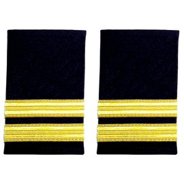 HEUK Two Bar Black Pilot Airline or Merchant Marine Epaulette, Gold Strips Epaulettes (Pair)